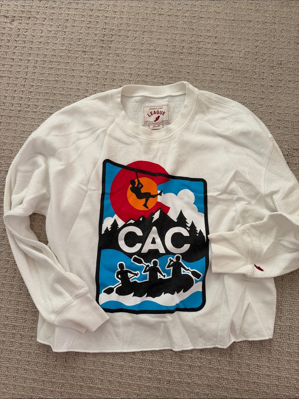 League White Crewneck with CAC Outdoor Graphic